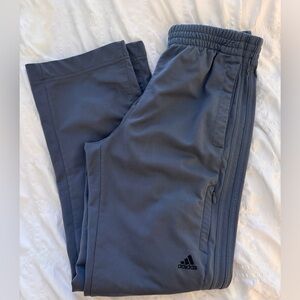 Men’s adidas medium gray athletic pants, open bottom leg. Size medium